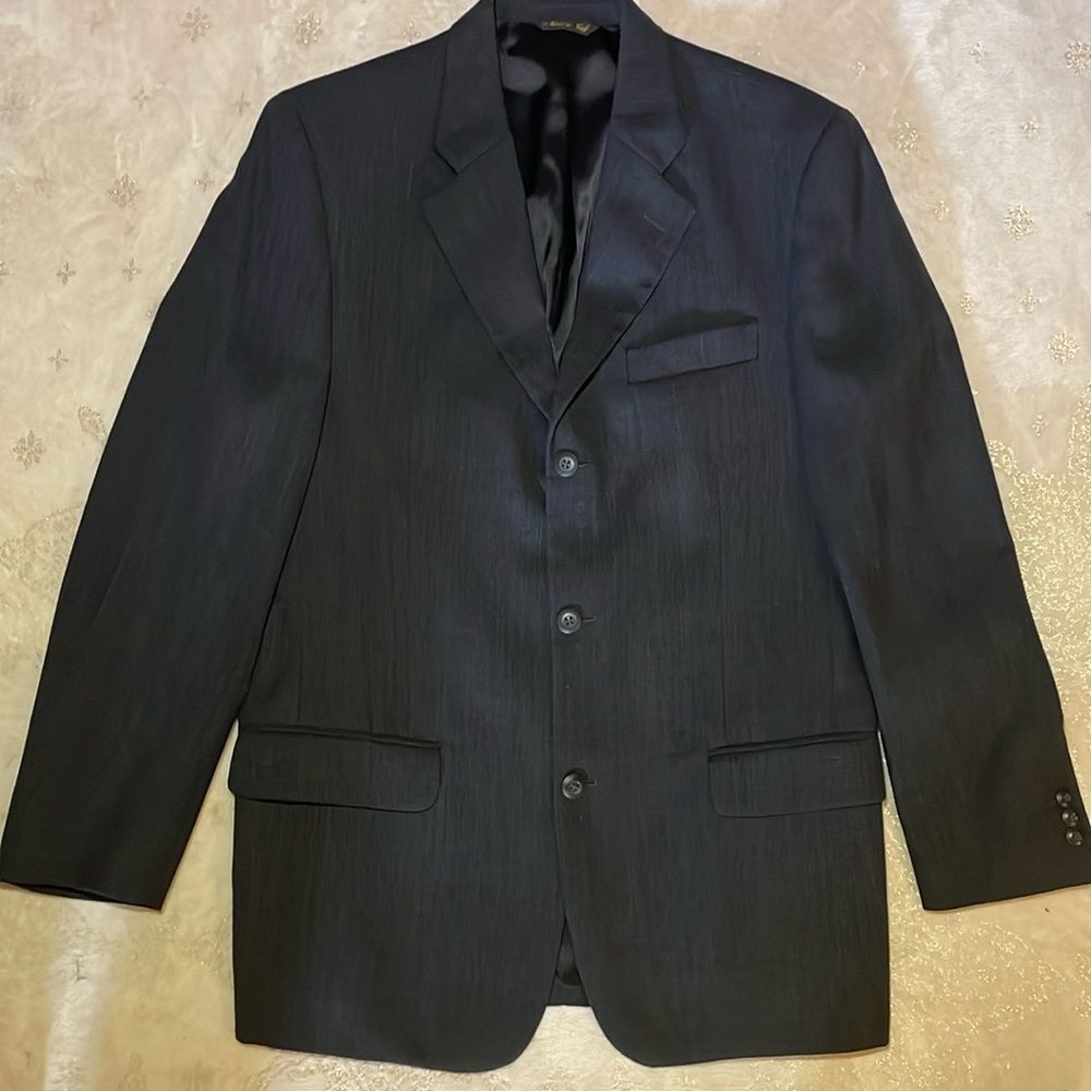 Bachrach Three Button Wool 40r Charcoal Gray Suit… - image 1